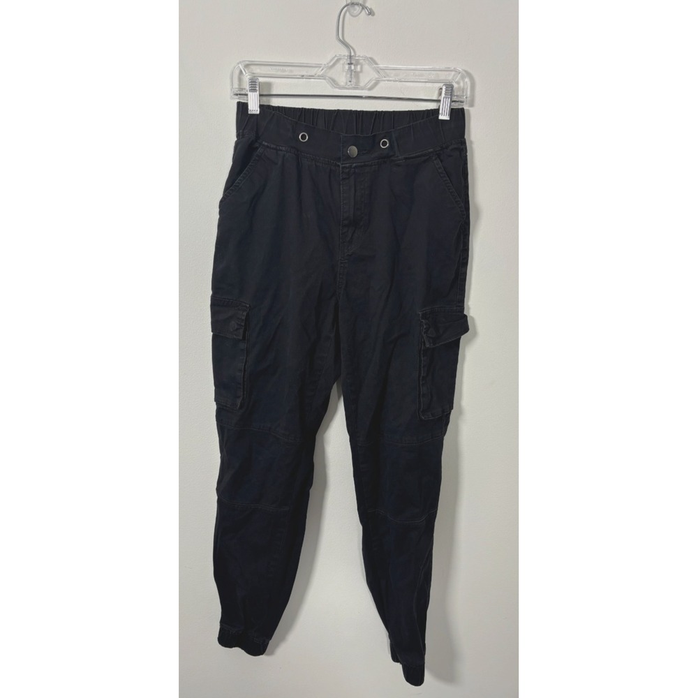American Bazi Women's Medium Black Cargo Pants Pockets Scrunch Ankles